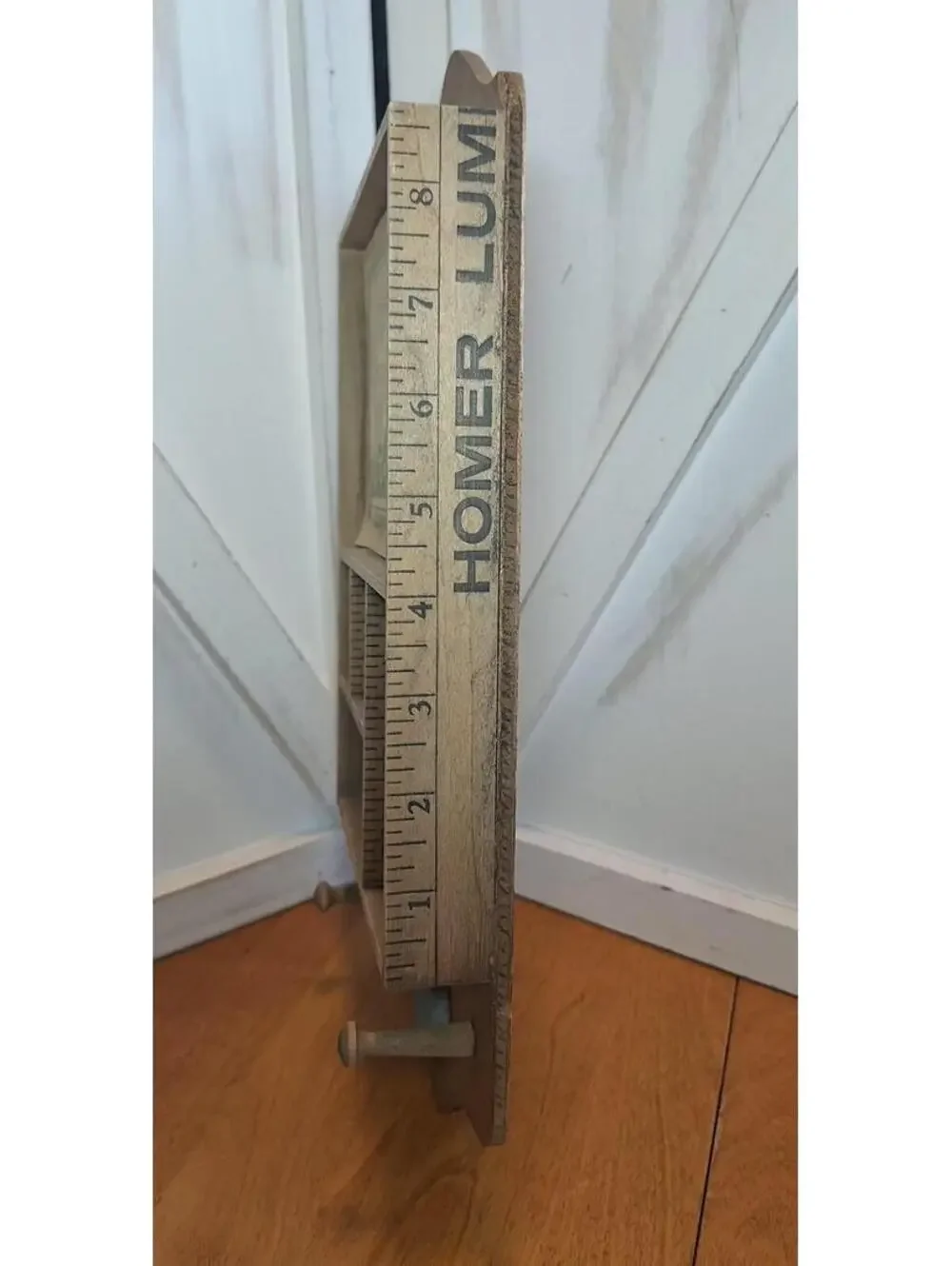 Hand Crafted Wood Ruler Trinket Wall Shelf Hearts 2 Peg Hooks Country 6.25X13.5